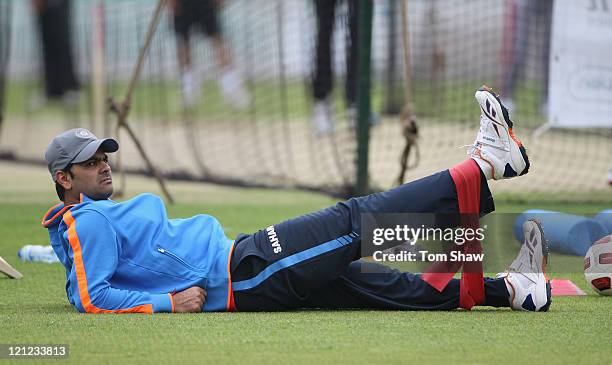 Singh of India warms up during the India nets session at The Kia Oval on August 16, 2011 in London, England.