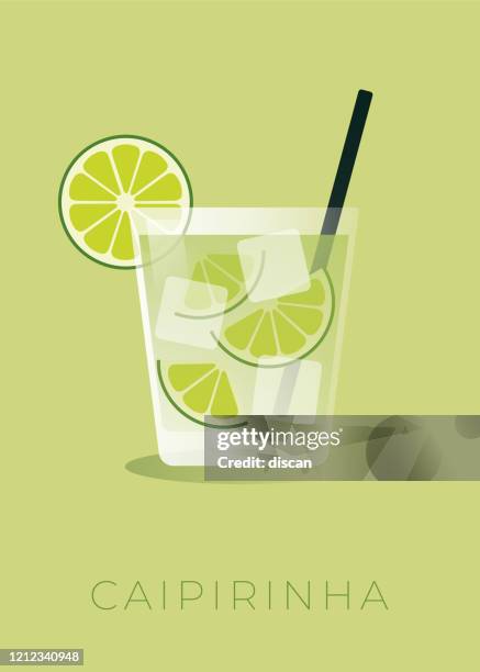 illustrazioni stock, clip art, cartoni animati e icone di tendenza di cocktail caipirinha con cuneo di lime. illustrazione di repertorio - caipirinha