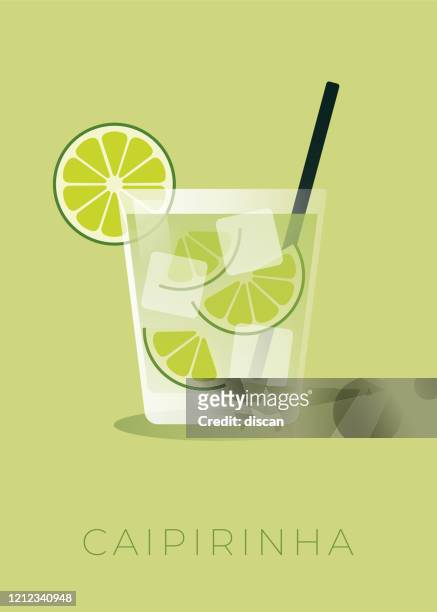 ilustrações de stock, clip art, desenhos animados e ícones de caipirinha cocktail with lime wedge. stock illustration - lime