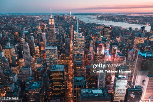 manhattan cityscape from above   new york, usa - midtown stock pictures, royalty-free photos & images