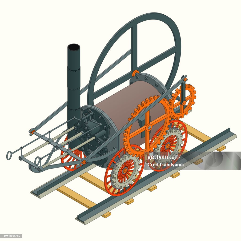 El primer motor de locomotora a vapor de Trevithick 1802