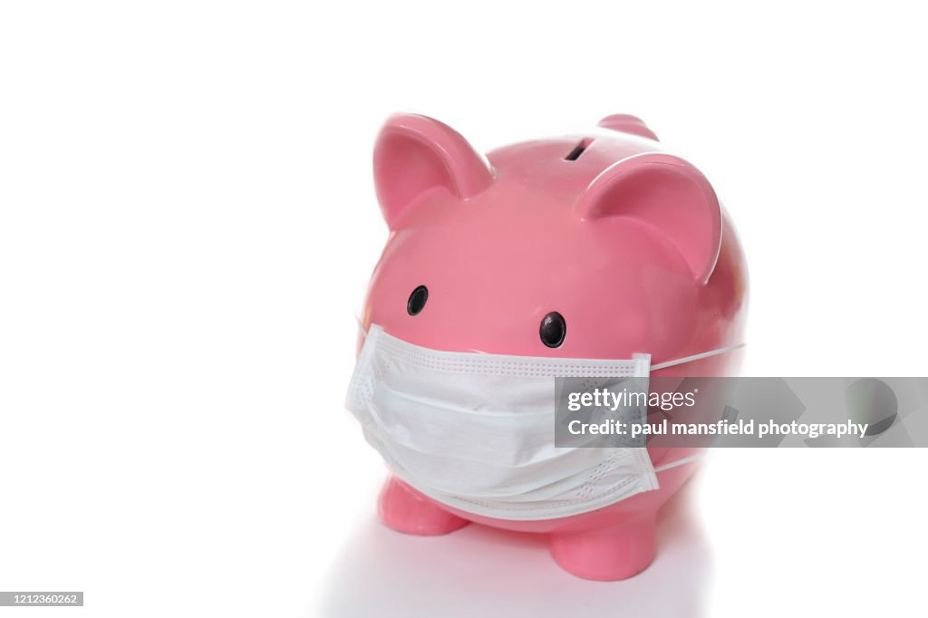 Piggy Bank wearing protective mask