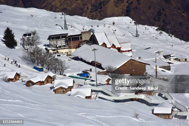 auli skiing destination - uttarakhand stock pictures, royalty-free photos & images