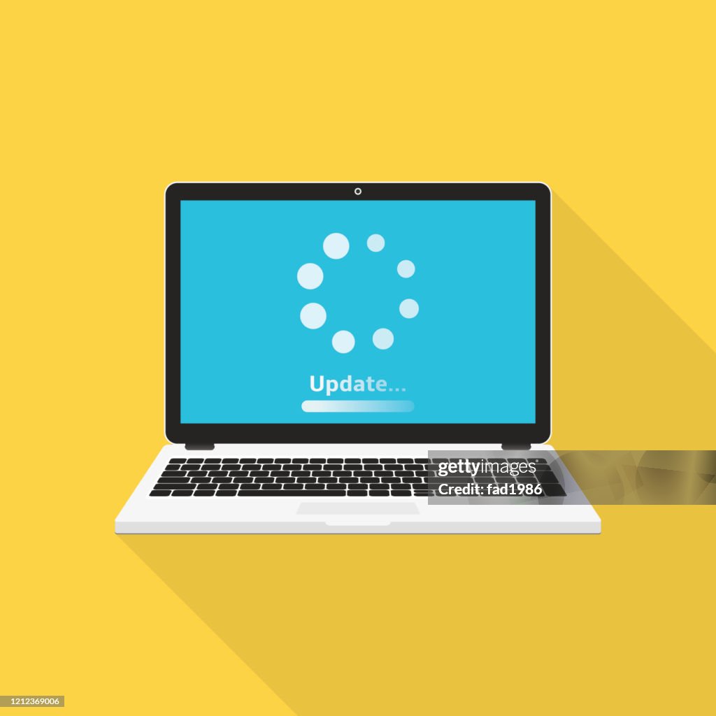 Need Update Loading Laptop With Update Loading Process Vector Illustration Flat Design High ...