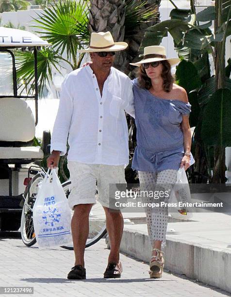 Ana Rosa Quintana and her husband Juan Munoz sighted on August 16, 2011 in Ibiza, Spain.