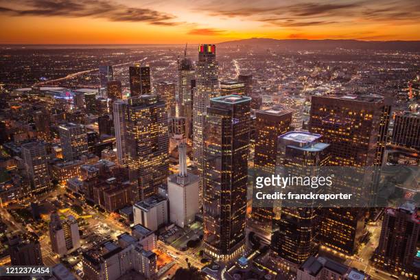 los angeles aerial view - downtown los angeles aerial stock pictures, royalty-free photos & images