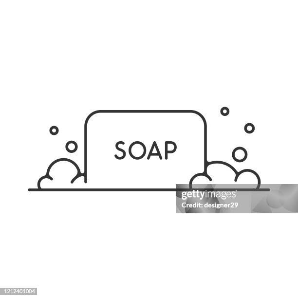 soap and bubbles icon vector design on white background. - soap sud stock illustrations