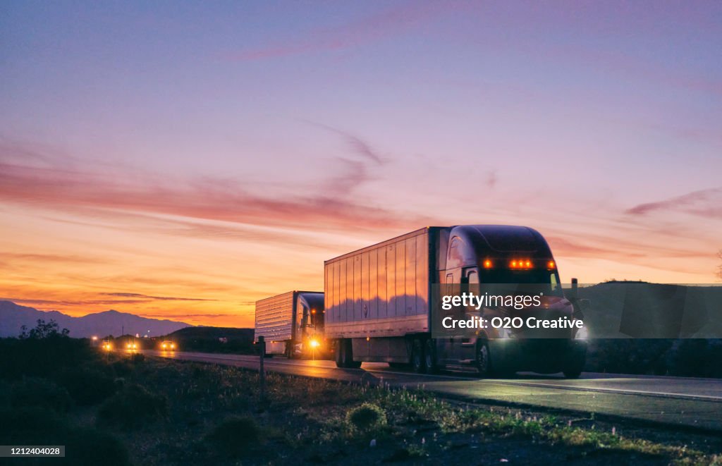 Long Haul Semi Truck On a Rural Western USA Interstate Highway