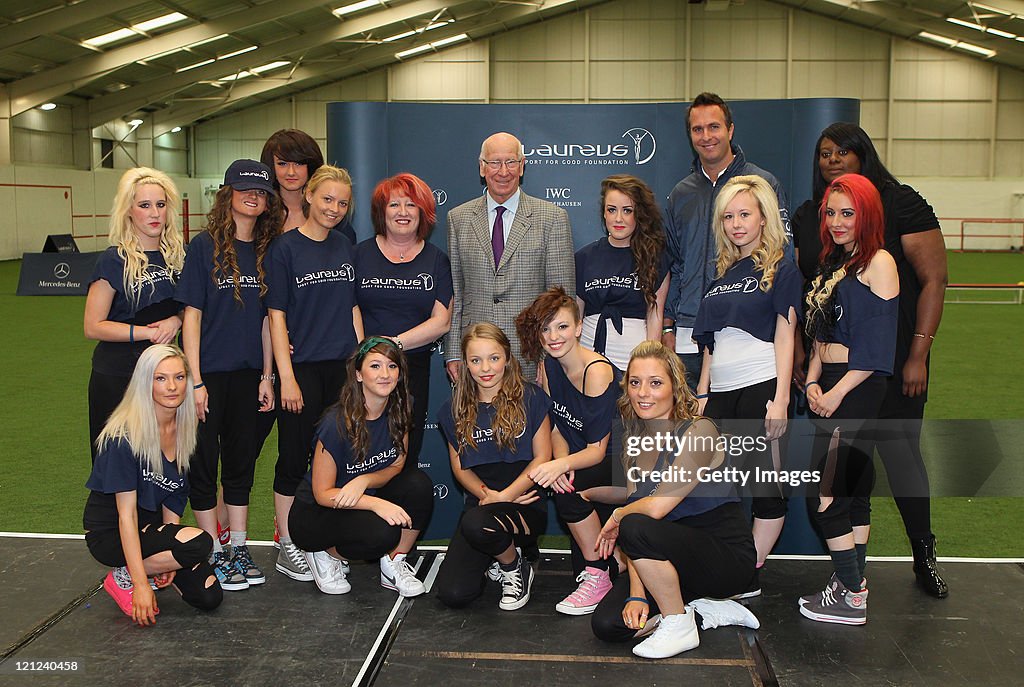 Bobby Charlton And Michael Vaughan Attend Laureus Urban Stars Project Launch In Manchester