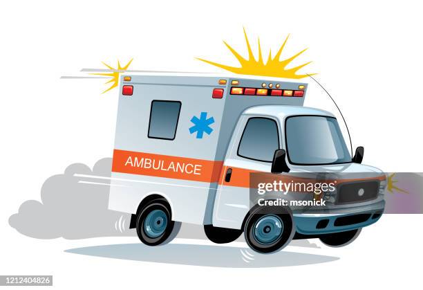 ilustrações, clipart, desenhos animados e ícones de carro de ambulância com pressa - ambulance