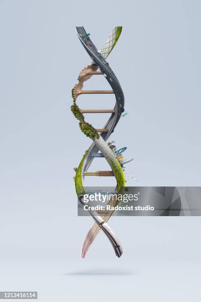 DNA structure made of various abstract objects