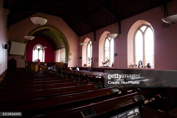 Reverend Anna Rodwell prerecords a Sunday service at Ednam Parish Church on May 09, 2020 in Ednam, Scotland. Churches and cathedrals across the Uk...