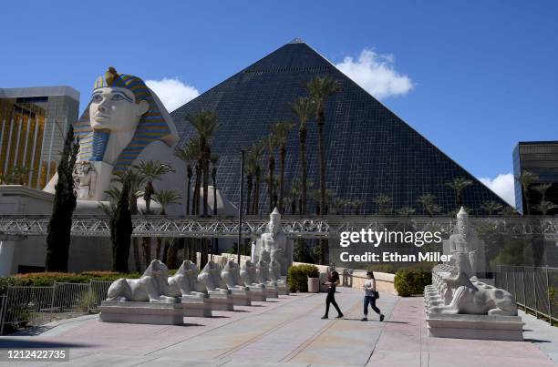 An exterior view shows Luxor Hotel and Casino as the coronavirus continues to spread across the United States on March 14, 2020 in Las Vegas, Nevada....