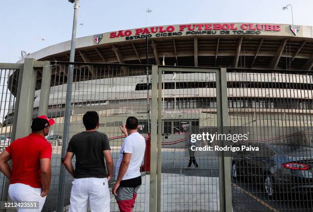 Outside view of the stadium prior to a match between Sao Paulo and Santos as part of the Sao Paulo State Championship 2020, to be played behind...