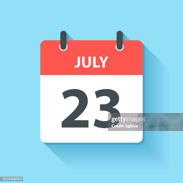 july 23 - daily calendar icon in flat design style - july stock illustrations