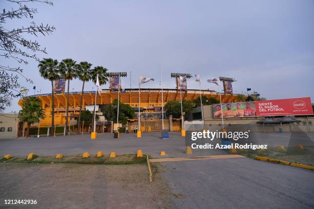 Empty corridors entrances outside the Universitario Stadium to avoid spread of Coronavirus prior to the 10th round match between Tigres UANL and FC...