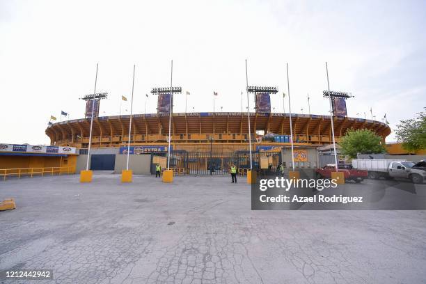 Empty corridors entrances outside the Universitario Stadium to avoid spread of Coronavirus prior to the 10th round match between Tigres UANL and FC...