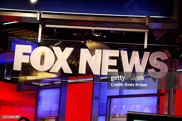 The FOX News logo at FOX Studios on August 16, 2011 in New York City.