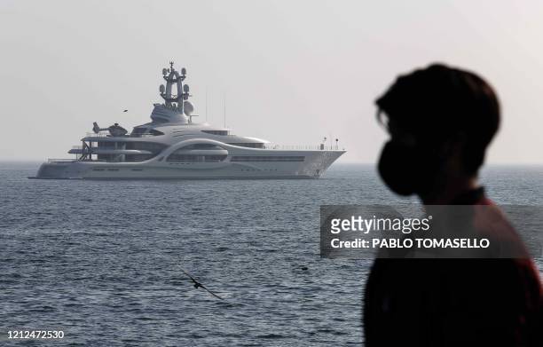 The luxury yacht of Russian magnate and owner of AS Monaco football club Dimitry Rybolovlev is seen from the port of Valparaiso, in Chile, on May 10,...