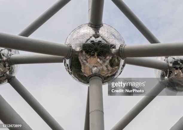 The world famous landmark Atomium in Brussels - Belgium on 10 May 2020. After eight weeks of confinement, the Belgian government starts to lift...