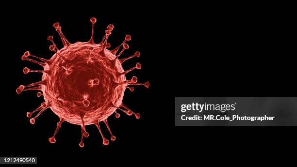 3d rendering microscopic illustration of the spreading 2019 corona virus or covid-19 on alpha layer black background - virus stock-fotos und bilder