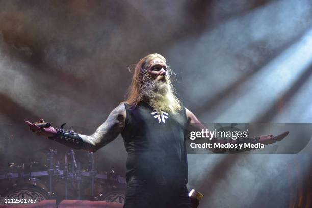 Johan Hegg of Amon Amarth performs on stage during first day of Hell And Heaven 2020 on March 14, 2020 in Toluca, Mexico.