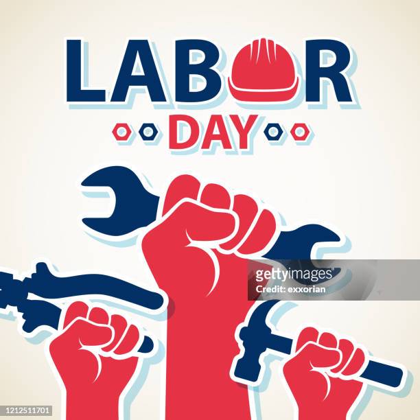 bildbanksillustrationer, clip art samt tecknat material och ikoner med firar labor day - international labour day
