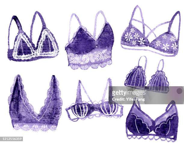 watercolour painting of various women's braziers - bra stock pictures, royalty-free photos & images