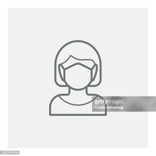 woman with medical mask icon - wind in face stock illustrations