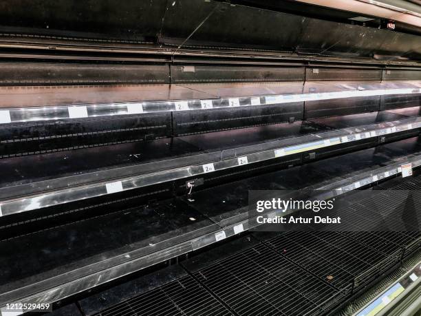 empty supermarket shelves - shelf strip stock pictures, royalty-free photos & images