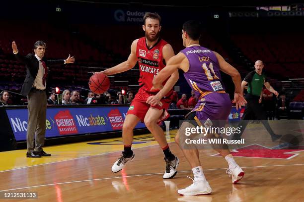 Nick Kay of the Wildcats looks to pass the ball during game three of the NBL Grand Final series between the Sydney Kings and Perth Wildcats at Qudos...