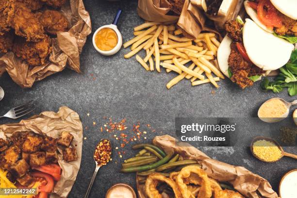 bunch of food ready to eat - chicken decoration stock pictures, royalty-free photos & images