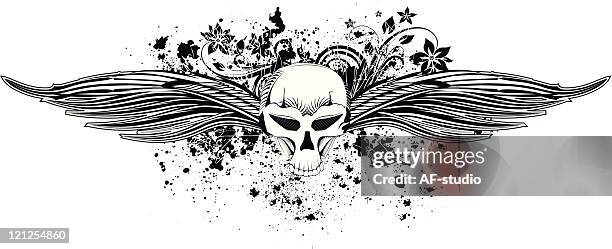 skull with wings - nightmare background stock illustrations