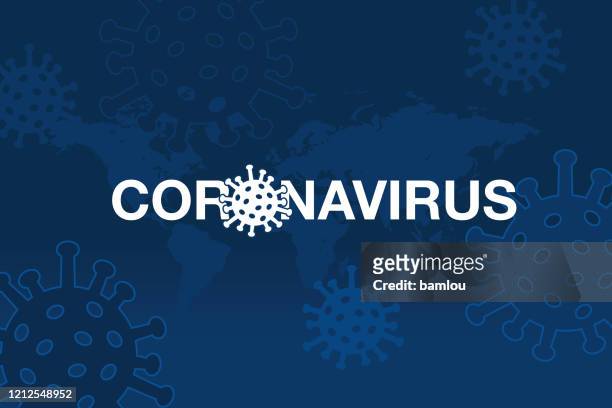 stockillustraties, clipart, cartoons en iconen met achtergrond van coronavirus met de kaart van de wereld - html