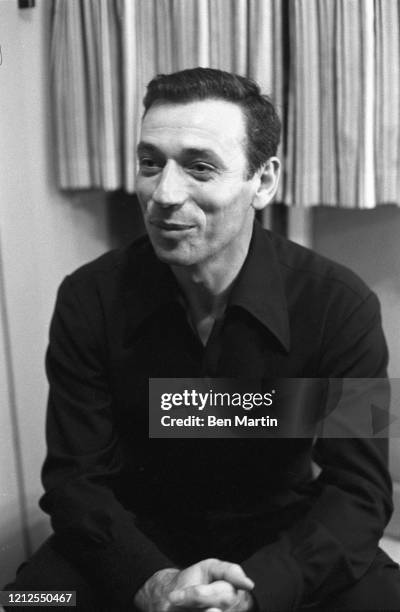 Yves Montand , Italian-French actor and singer backstage during his Broadway run of "An Evening With Yves Montand," October 1959.