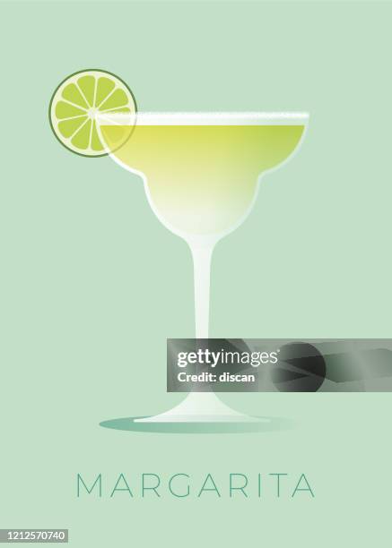 margarita cocktail with lime wedge. - old fashioned drink isolated stock illustrations