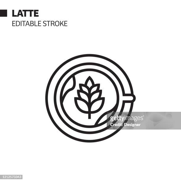 stockillustraties, clipart, cartoons en iconen met koffie latte lijn pictogram, overzicht vector symbool illustratie. pixel perfect, bewerkbaar beroerte. - dairy logo