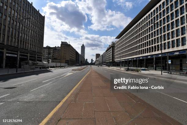 The Deserted streets are seen in the six-day of an unprecedented lockdown across all Italy, imposed to slow the outbreak of coronavirus on March 15,...