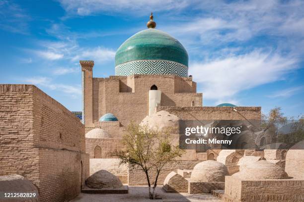 khiva uzbekistan pakhlavan mahmoud mausoleum necropolis xiva хива - mausoleum stock pictures, royalty-free photos & images