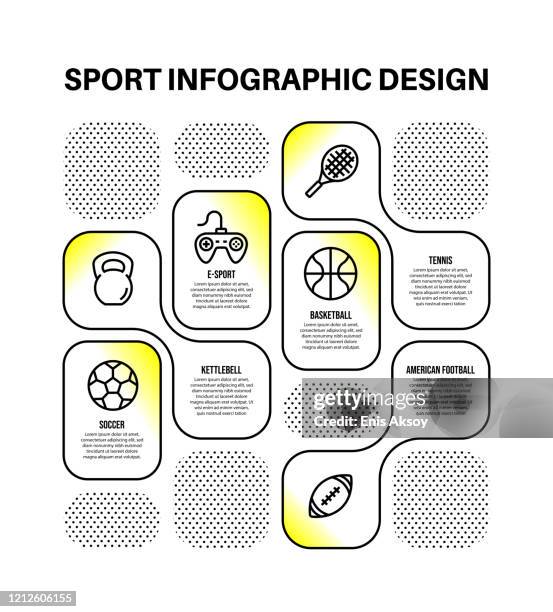 infografik-designvorlage mit sport-schlüsselwörtern und symbolen - games console infographics stock-grafiken, -clipart, -cartoons und -symbole