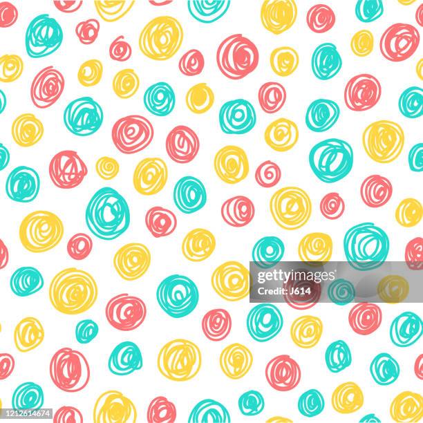 colorful scribble circles pattern - mischief stock illustrations