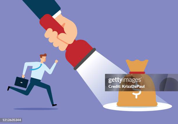 searching for money - holding flashlight stock illustrations