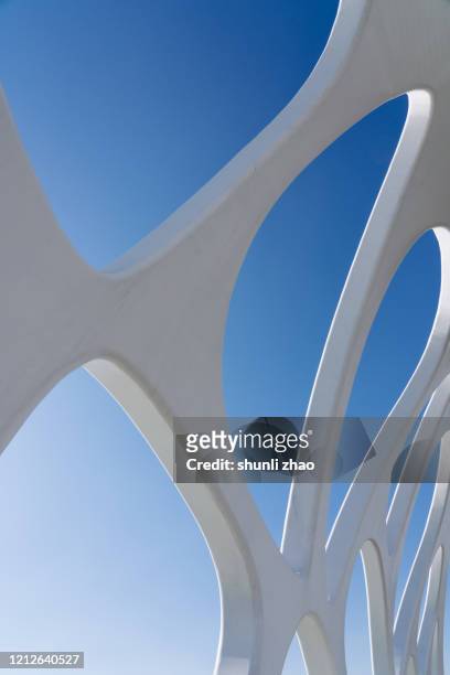 close up of bridge structure - qingdao beach bildbanksfoton och bilder