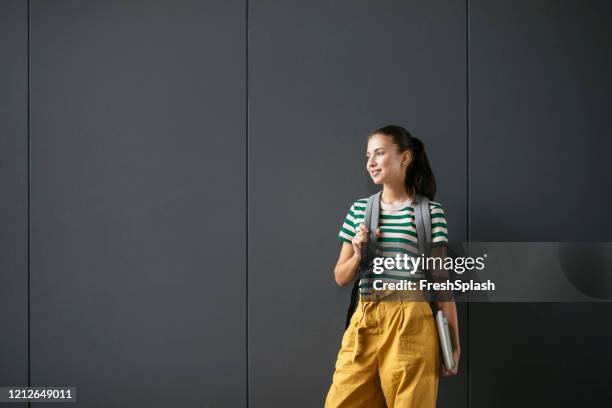 portrait of a girl college student - fashion student stock pictures, royalty-free photos & images