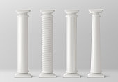 Antique columns set isolated on white background