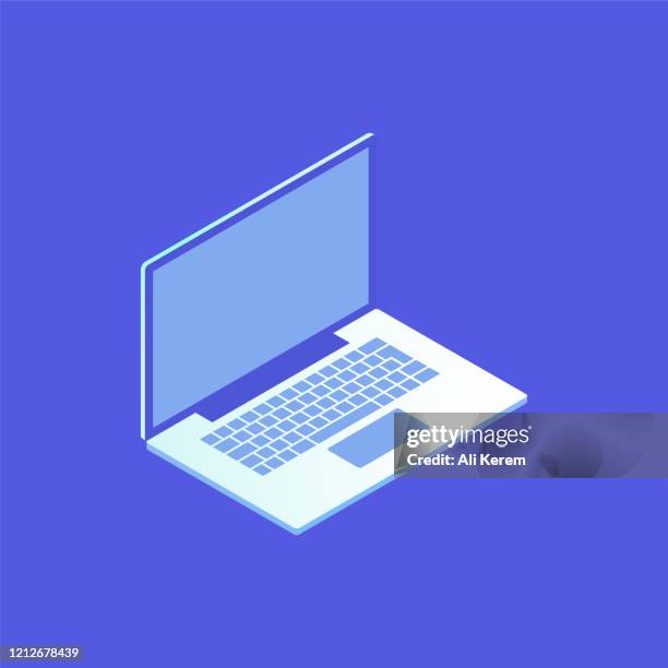 laptop isometric icon - composition notebook stock illustrations
