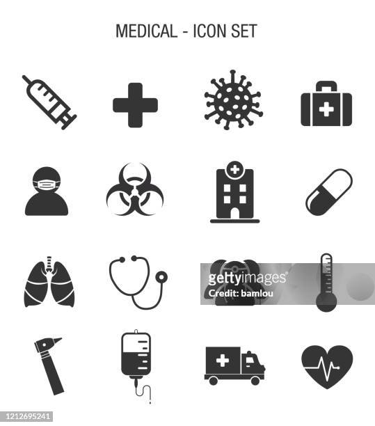 stockillustraties, clipart, cartoons en iconen met medische besmetting smeedpictogramset - biohazardous substance