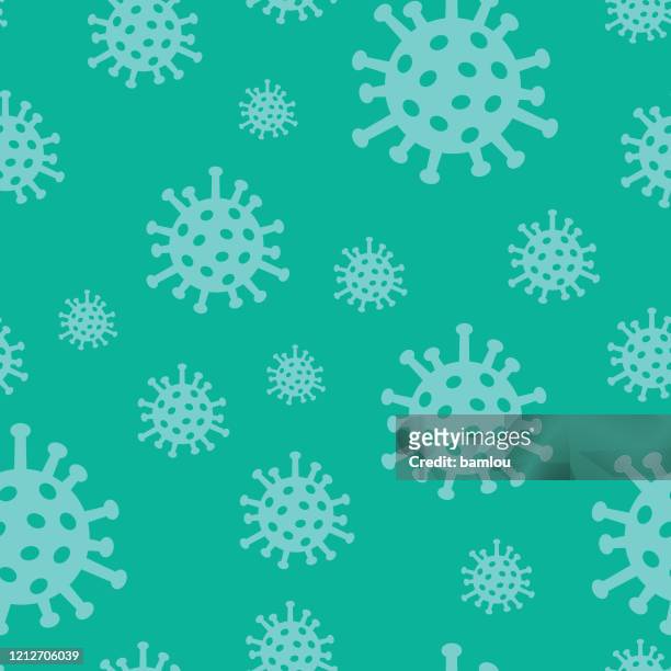seamless pattern background of coronavirus icon - cold and flu stock illustrations