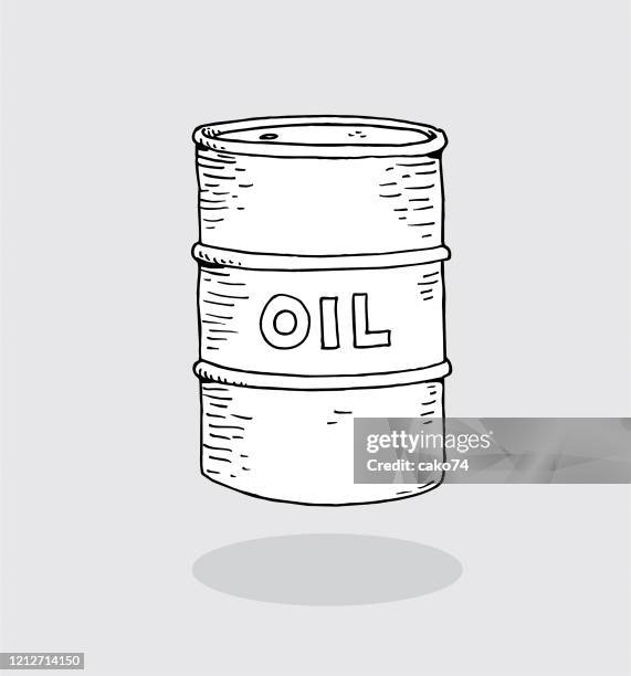 hand drawn oil barrel - oil barrels stock illustrations