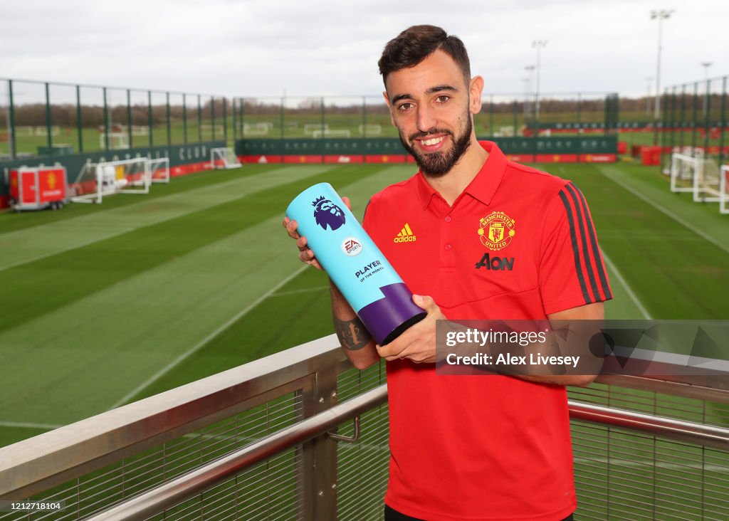 Bruno Fernandes is Presented with the Premier League Player of the Month for February